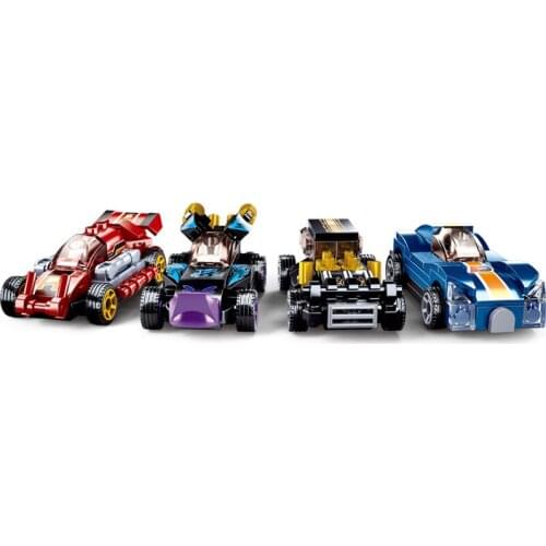 407PCS Sluban 0801 Power Product Group Pull Back Racing Suit Boy Small Particles Assembled Building Blocks Assembled Toy Gift