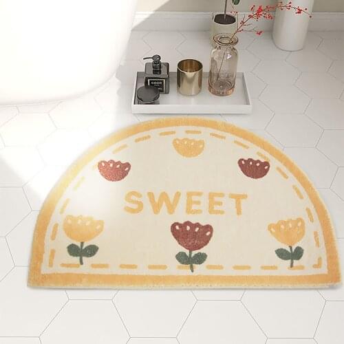 Harf Round Non-slip Bathroom Soft Plush Warm Carpet Water absorption Cartoon Carpet Cute Plants Animal Mat Rug Bedroom Mat