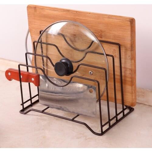 Kitchen Shelf Pan Rack Cutting Board Holder Storage Pot Lid Organizer Stands Tapas Cover Stand Stainless Steel Dish Kitchen Rack