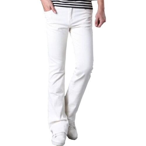 2020 New Modis Mens White Corduroy Casual Pants Fashion Classic Design Flare Pants Mens Casual Flare Pants