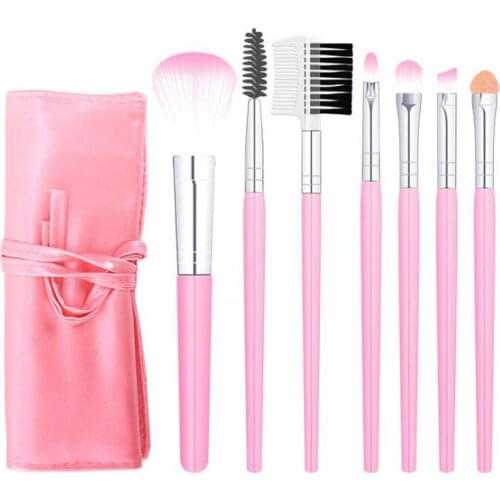 New 7 pcs makeup brush set eyeshadow loose powder brush with PU bag beauty tools