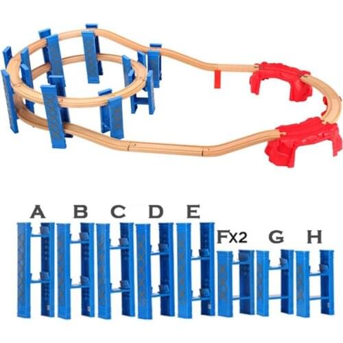 New Spiral Tracks Wooden Train Track Accessories All Kinds Bridge Piers Fit For All Brand Wood Track Railway Toys For Children
