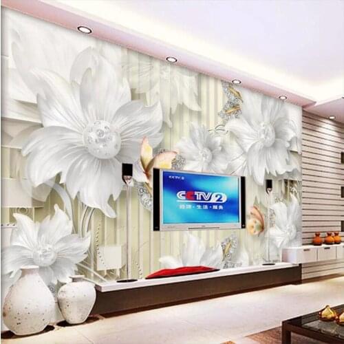 Beibehang papel de parede Custom wallpaper 3d mural stereo HD court jewellery diamond flower 3d wallpaper background wall paper