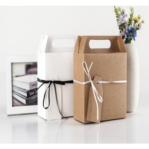 1pcs Bigger Size Party Gift Box Kraft Paper Candy Tote Bag Wedding Christmas Decoration Party Favors Anniversary 14.5*6.5*16cm