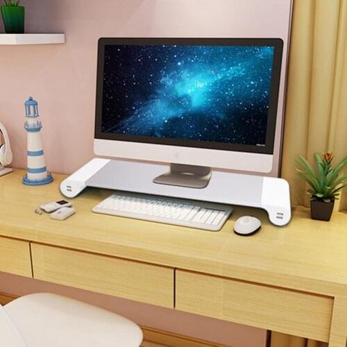 Monitor Stand Aluminum Computer Bracket Riser USB Desk Organizer Data Transfer And Charging Desktop Storage Rack