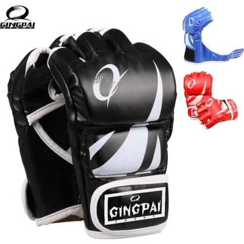 GINGPAI Professional Half Finger Gloves Free Fight Karate Sandbag Taekwondo Gloves Fighting Muay Thai Training Half Finger Glove