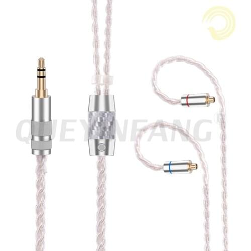 QUEYINFANG 4 Core Silver Plated Cable Earphone Upgrade Cable MMCX/0.78 2Pin/A2DC Connector 3.5/2.5/4.4mm Plug