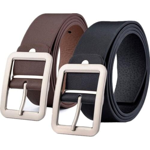 Pure Color Men Pin Buckle Belts Casual Fashion Belt Black Brown White Male Cinturon 110cm-135cm