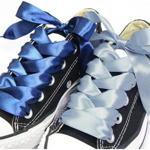 1 Pair Women Shoe Laces Solid Color Ribbon Shoelaces Sneaker Flat Shoe Strings Wide Shoelaces Casual Athletic Shoelace