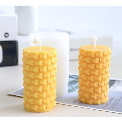 3 Honeycomb Diamond Grid Cylinder Silicone Candle Mold for Desktop Decoration Gypsum Resin Aromatherapy Candle Silicone Mould