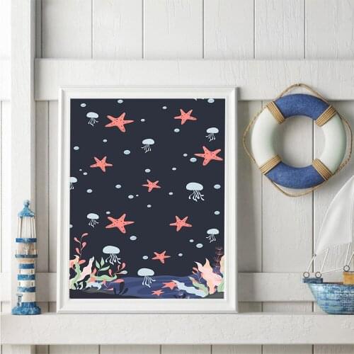 Nordic Marine Organism Posters And Prints Wall Art Canvas Painting Wall Pictures Print For Kids Room Decoration
