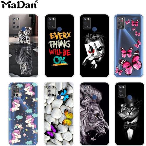 Realme 7i Case Protection Back Ultra Thin Transparent Soft Silicone Casing For OPPO Realme 7i C17 Cover Case Animal Painting