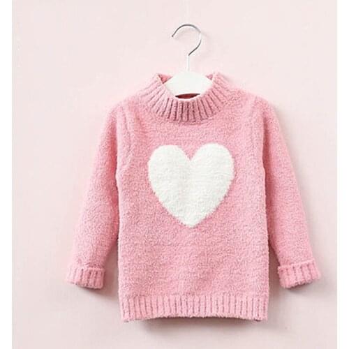 2021 Spring And Autumn New Korean Cute kale Love Half High-neck Ssweater Half Velvet Knitted Childrens Top