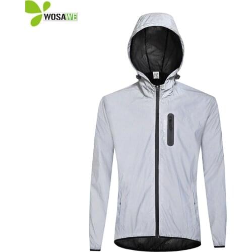 WOSAWE Windproof Reflective MTB Sports Jackets Waterproof Road Bike Windbreaker Night Sportswear Bicycle Long Jersey Top Coat
