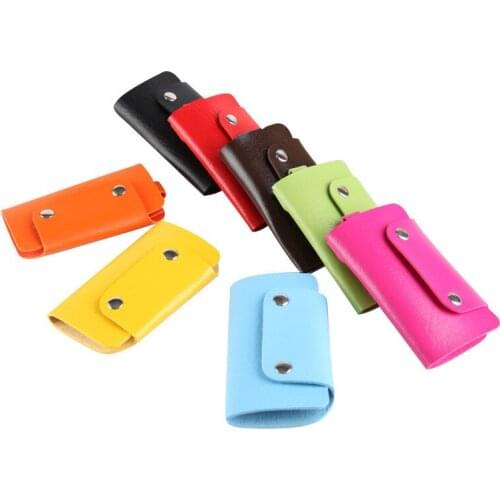 1PC Key Case Holders Wallet PU Leather Portable Car Keychain Housekeeper Men Women Organizer Pouch Mini Storage Card Bag