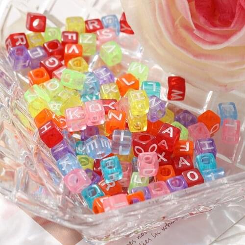100Pcs/Pack Random Mixed A to Z Letters Square Loose Beads Creative 26 Initials Handmade DIY Jewelry Making Accessories