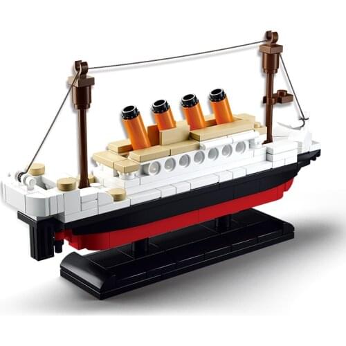 194pcs Mini Building Blocks Titanic Cruise Ship 3D Ship Model Toy Bricks DIY Ship Assembled Building Blocks Childrens Toy Gifts