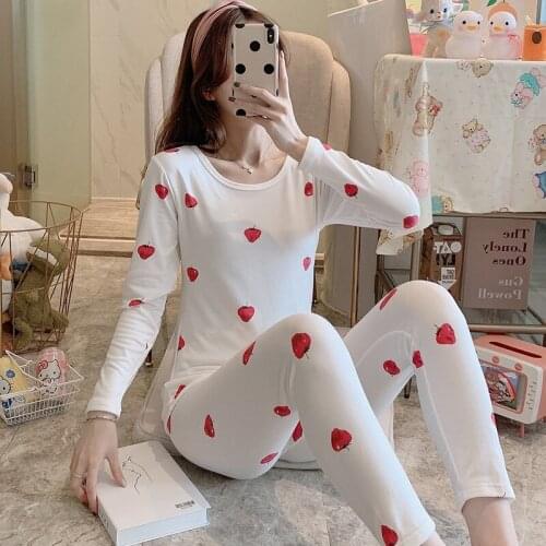 2020 Autumn Winter Long Sleeve Turtleneck Body Shaper for Women Print Lingerie Shapewear Suit Underwear Set Long Johns Bodysuit