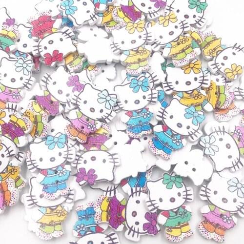 25/50/100pcs Cats Kids Sewing Wood Buttons 32mm Sewing Craft Mix Lots WB738