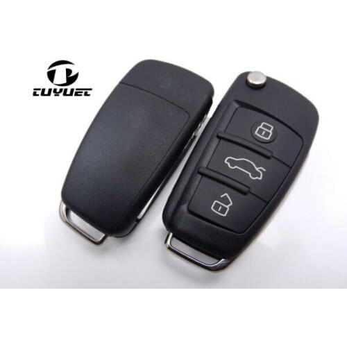 3 Buttons Folding Flip Remote Key Shell For Audi A4L A6L Q7 Car Key Blanks Fob Case Uncut Blade