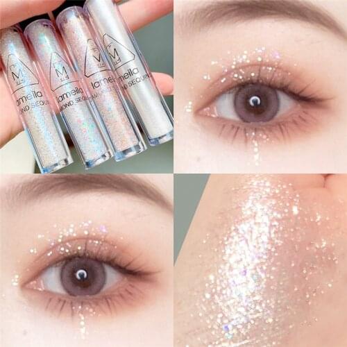 4 Colors Diamond Eye Shadow Nude Metal Shimmer Glow Glitter Single Liquid Eyeshadow Makeup Pigment Accessorices Beauty Cosmetics