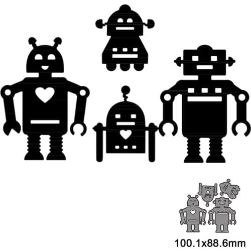 4pcsRobot Combination Heart Metal Cutting Dies Stencils For DIY Scrapbooking Decorative Embossing Handcraft Die Cutting Template