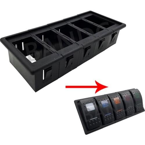 5 Way Gang Rocker Switch Panel Housing Holder for Car Boat Marine Yacht Bus Truck, Free Combination Assembly, Auto Parts