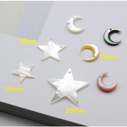 5pcs / Bag Natural White Butterfly Shell Pendant Pentagram Star Moon Shape Jewelry Making DIY Necklace Earrings Accessories