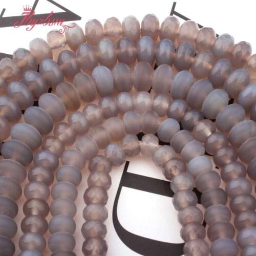 Natural Gray Agates Rondelle Bead Loose Spacer 3x6/4x8mm Natural Stone Beads For DIY Necklace Bracelet Jewelry Making Strand 15"