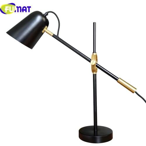FUMAT Black Metal Table Lamp LED Study Desk Lights for Home Deco Office Arm 24 Inch Tall Table Lamps Bedroom Bedside Lamps