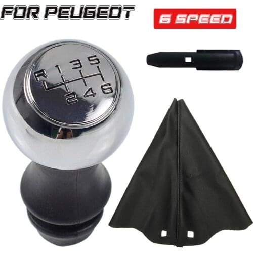 Leather Gear Shift Knob Gaiter Boot Cover Case For Peugeot 106 206 306 406 107 207 307 407 301 308 2008 3008 Chrome 5 6 Speed