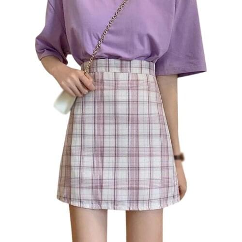 Women Plaid Mini Skirts A-line Vintage Sweet Lovely Student High-waist Korean Elegant Fashion Simple All-match Cute Skirts New