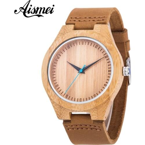 2018 Casual Nature Wood Bamboo Genuine Leather Band Strap Wrist Watch Men Women Fashion Analog Bracelet Gift relojes de pulsera