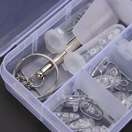 Eyeglass Sunglasses Screw Nut Set Nuts Nose Pad Optical Repairing Tool Parts Optical Glasses Kit Repair Screwdriver Tool Box