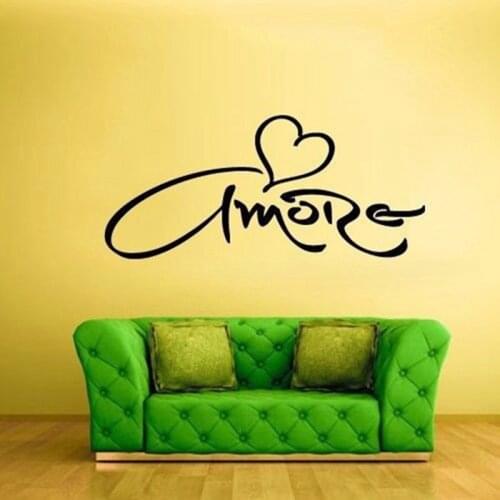 Amore Love Heart Wall Decal Vinyl Sticker , Italian Language Wall Decal Stickers Home Bedroom Decor
