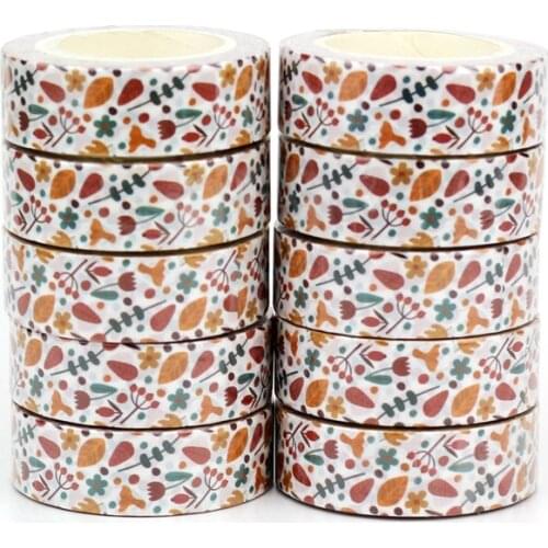 NEW 10pcs/Lot Decorative Brown Leaves Ginkgo Washi Tapes Paper Scrapbooking Bullet Journal Adhesive Masking Tape Cute Stationery