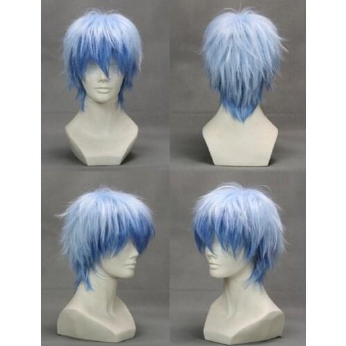 Kurokos Basketball Kuroko Tetsuya Wig Ice Blue Ombre Heat Resistant Synthetic Hair Cosplay Wigs + Wig Cap