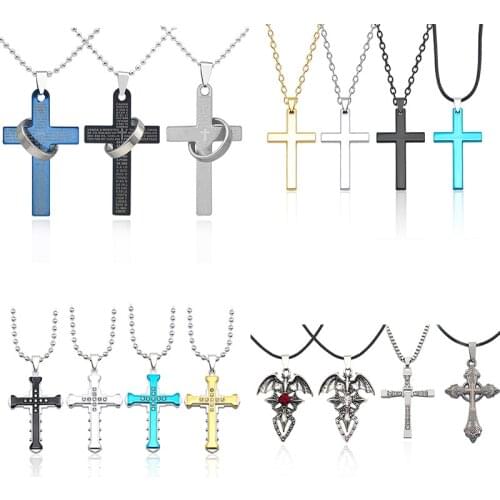 Fashion Trendy 17 Styles Golden Silver Titanium Steel Cross Pendant For Men Pendants Male Necklace Jewelry Womens Pendant Gift