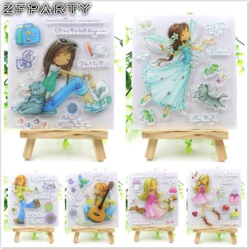 ZFPARTY Girls Transparent Clear Silicone Stamps for DIY Scrapbooking/Card Making/Kids Fun Decoration Supplies