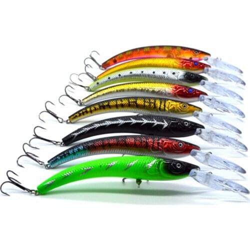 8pcs/lot 15.5cm/6.1in 15.7g/0.55oz Fishing Lure Minnow Hard Bait with 2 Fishing Hooks Fishing Tackle Lure 3D Eyes