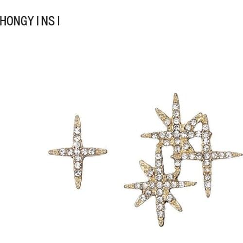 Small Fresh Stars Studded with AAA Zircon Earrings Asymmetric Earrings Earings Fashion Jewelry 2020 korean earrings