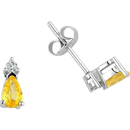 18k Gold Natural Yellow Sapphire Earrings PE115