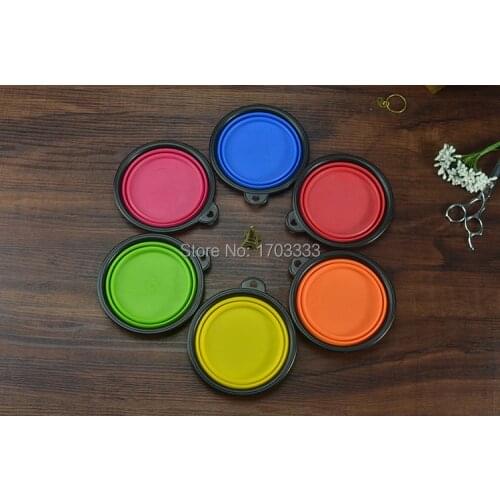 100pcs/lot Collapsible Foldable Portable Silicone Travel Pet Feeding Bowl Dog Cat Food & Water Travel Dish Feeder #001