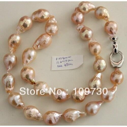 Jewelry 17MM BEAUTIFUL JAPANESE KASUMI PEARL NECKLACE 46CM