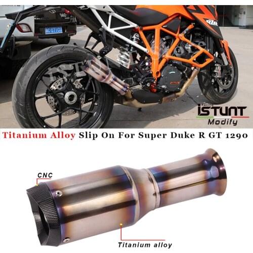 Motorcycle Exhaust Titanium Alloy Escape Moto Modified Connection Middle Link Pipe Muffler For Duke Super Duke R GT 1290 Slip On