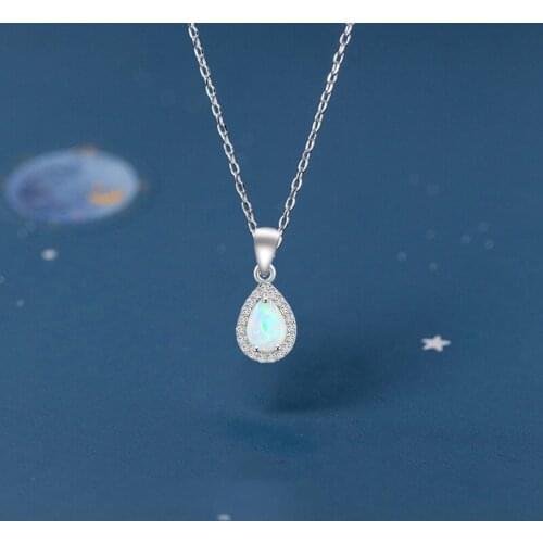 Water drop style Cheap online White Fire Opal Silver Stamped Pendants Fashion jewelry for women OP419