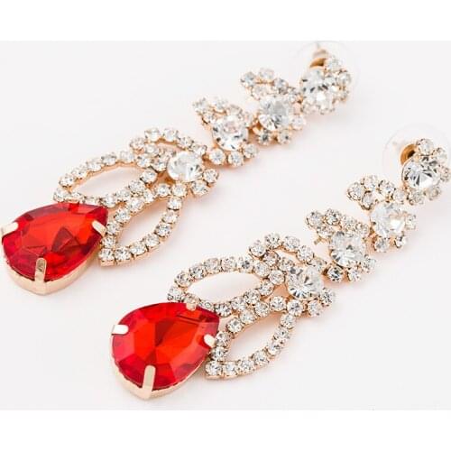 YFJEWE 4 Color Gold Color lQueen rsquo ladies s nobility champagne drop gem luxury full rhinestone earrings drop earring #E078