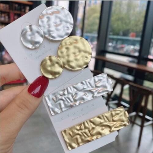 Rectangular concave metal wind hairpins matte retro temperament duckbill clip ins hairpins female