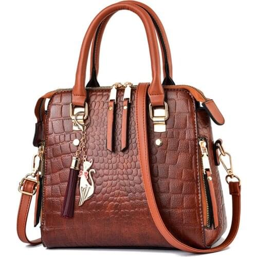 Women PU Leather Hand Bag 2020 Luxury Designer Crocodile Handbags Women Shoulder Messenger Bags Female Tassel Tote Bag Sac Bolso