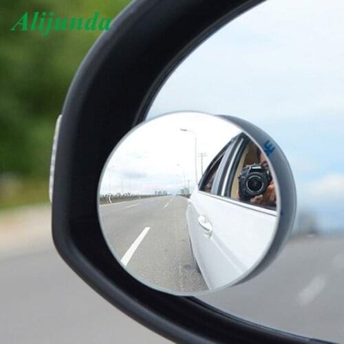 2Pcs 360 degree frameless car small round mirror car wide-angle convex rear view blind spot glass mirror auto parts